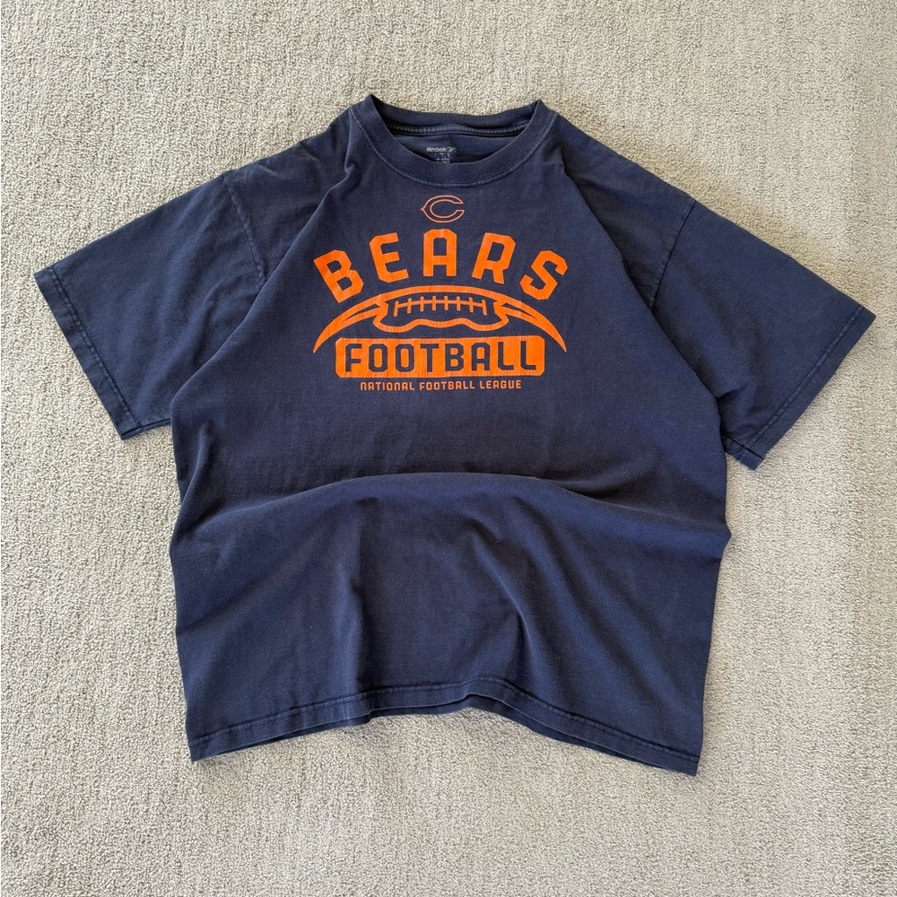 Chicago Bears Football T Shirt - Mens Large - Y2K Navy Reebok NFL Graphic Tee